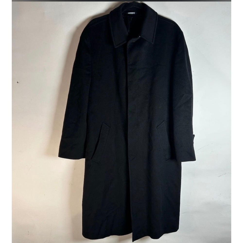 H. Stockton Atlanta Loro Piana Storm System Wool Overcoat Black Italy 42R